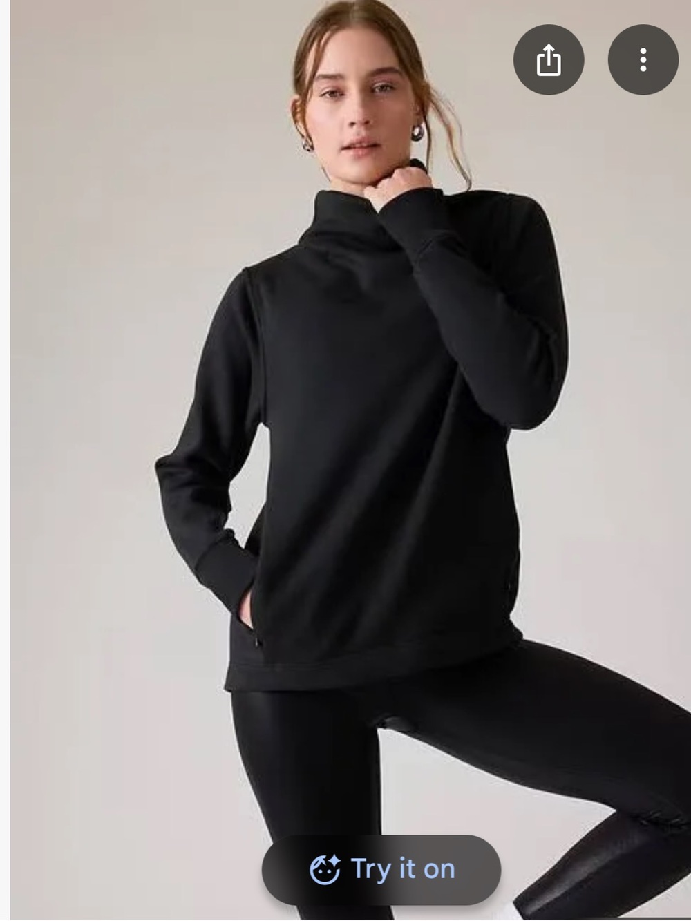 Athleta Black Cozy Karma Twist Neck Sweatshirt